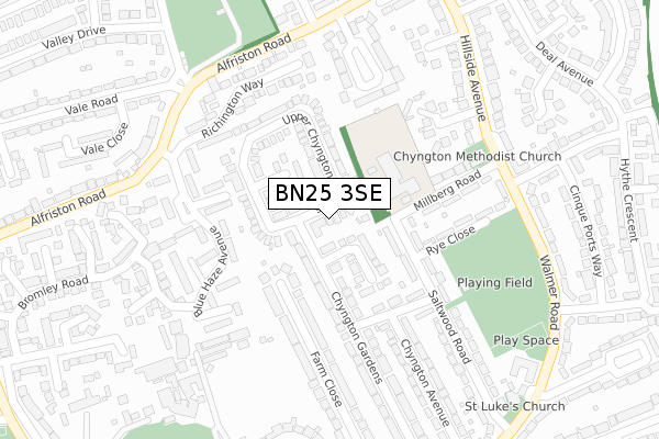 BN25 3SE map - large scale - OS Open Zoomstack (Ordnance Survey)