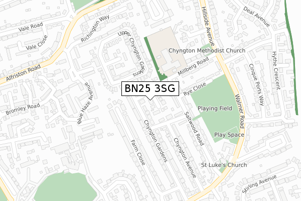 BN25 3SG map - large scale - OS Open Zoomstack (Ordnance Survey)