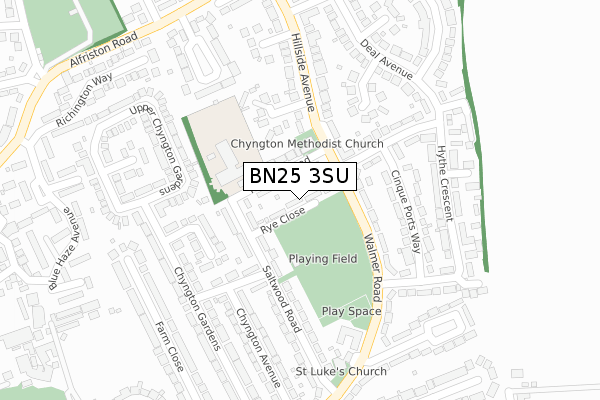 BN25 3SU map - large scale - OS Open Zoomstack (Ordnance Survey)