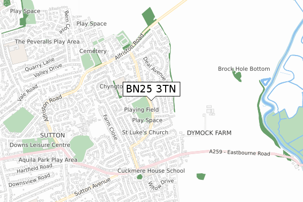 BN25 3TN map - small scale - OS Open Zoomstack (Ordnance Survey)