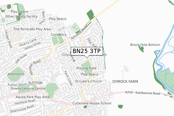 BN25 3TP map - small scale - OS Open Zoomstack (Ordnance Survey)