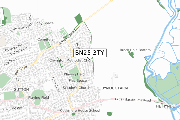 BN25 3TY map - small scale - OS Open Zoomstack (Ordnance Survey)