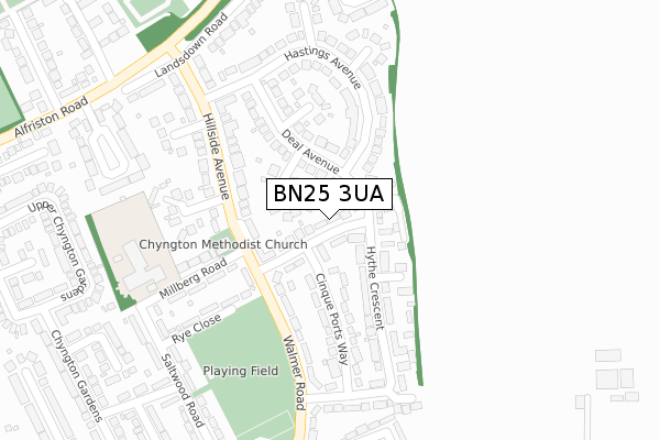 BN25 3UA map - large scale - OS Open Zoomstack (Ordnance Survey)