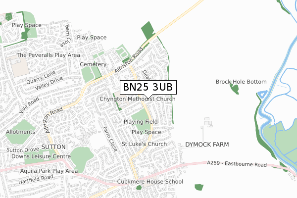 BN25 3UB map - small scale - OS Open Zoomstack (Ordnance Survey)