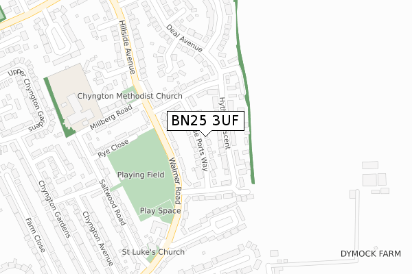 BN25 3UF map - large scale - OS Open Zoomstack (Ordnance Survey)