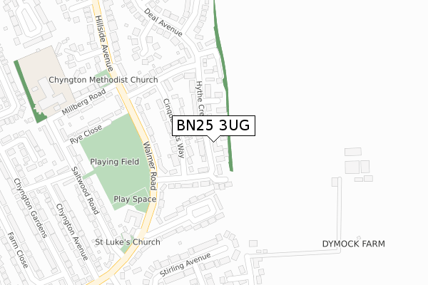 BN25 3UG map - large scale - OS Open Zoomstack (Ordnance Survey)