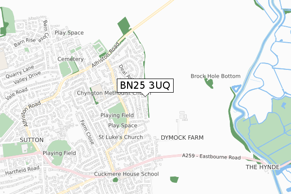 BN25 3UQ map - small scale - OS Open Zoomstack (Ordnance Survey)