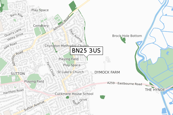 BN25 3US map - small scale - OS Open Zoomstack (Ordnance Survey) BN25 3US map - small scale - OS Open Zoomstack (Ordnance Survey)