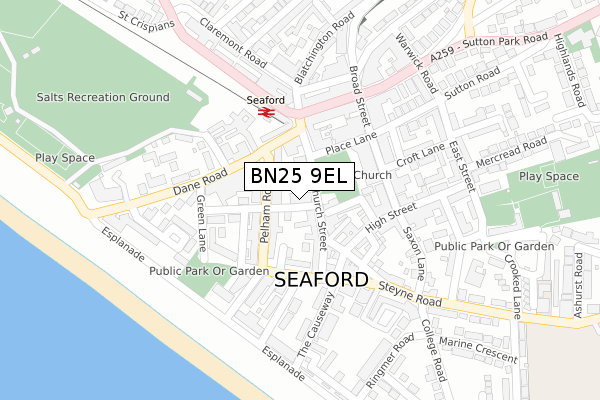 BN25 9EL map - large scale - OS Open Zoomstack (Ordnance Survey)