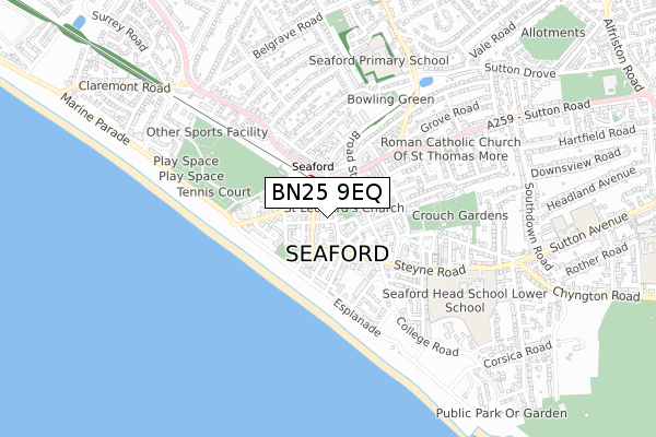 BN25 9EQ map - small scale - OS Open Zoomstack (Ordnance Survey)