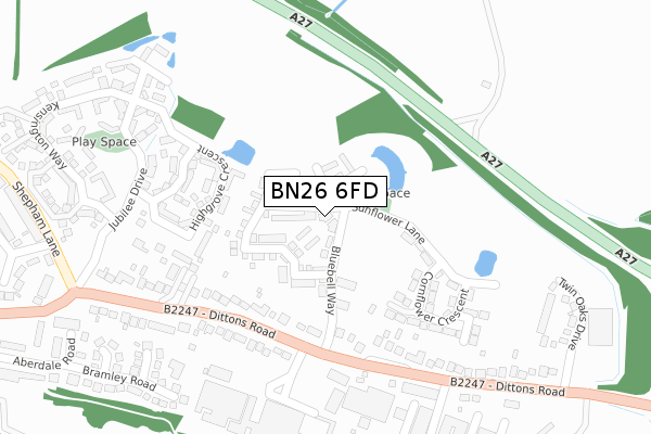 BN26 6FD map - large scale - OS Open Zoomstack (Ordnance Survey)