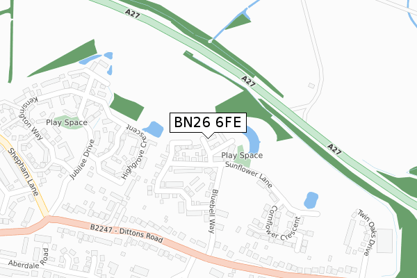BN26 6FE map - large scale - OS Open Zoomstack (Ordnance Survey)