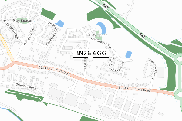 BN26 6GG map - large scale - OS Open Zoomstack (Ordnance Survey)