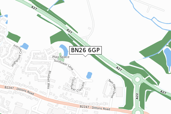 BN26 6GP map - large scale - OS Open Zoomstack (Ordnance Survey)