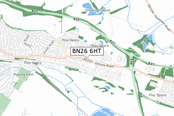 BN26 6HT map - small scale - OS Open Zoomstack (Ordnance Survey)