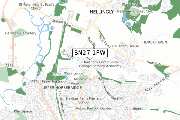 BN27 1FW map - small scale - OS Open Zoomstack (Ordnance Survey) BN27 1FW map - small scale - OS Open Zoomstack (Ordnance Survey)