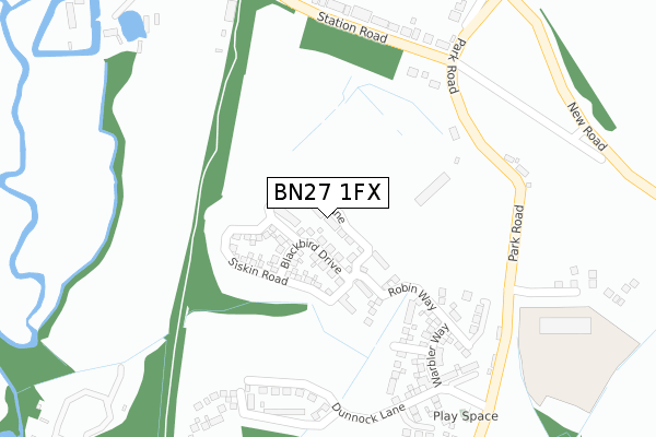 BN27 1FX map - large scale - OS Open Zoomstack (Ordnance Survey)