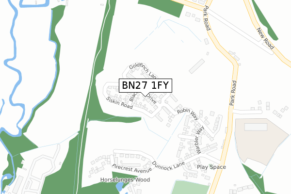 BN27 1FY map - large scale - OS Open Zoomstack (Ordnance Survey)