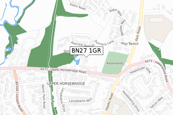 BN27 1GR map - large scale - OS Open Zoomstack (Ordnance Survey)