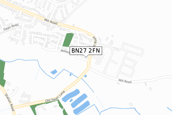 BN27 2FN map - large scale - OS Open Zoomstack (Ordnance Survey)
