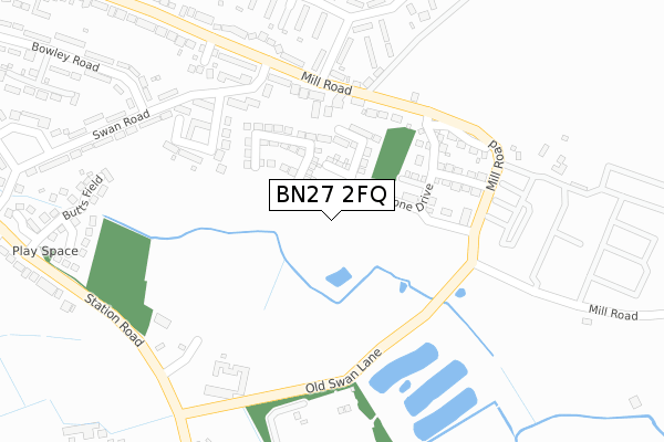 BN27 2FQ map - large scale - OS Open Zoomstack (Ordnance Survey)