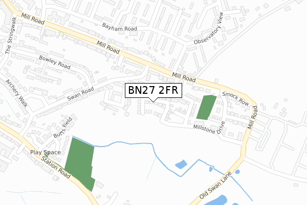 BN27 2FR map - large scale - OS Open Zoomstack (Ordnance Survey)
