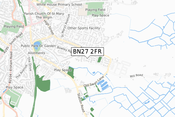 BN27 2FR map - small scale - OS Open Zoomstack (Ordnance Survey)