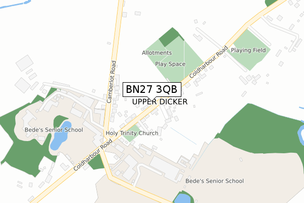 BN27 3QB map - large scale - OS Open Zoomstack (Ordnance Survey)