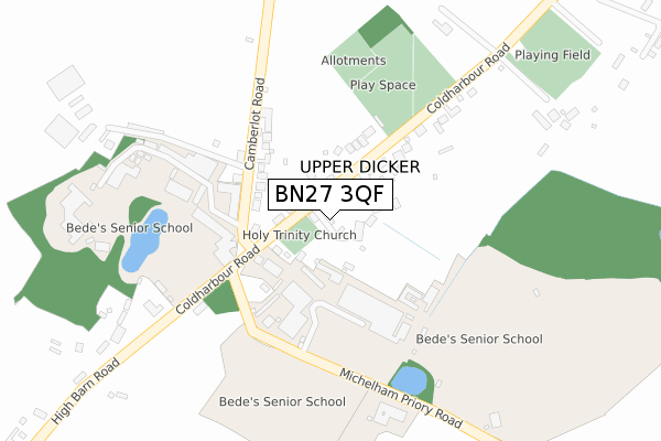 BN27 3QF map - large scale - OS Open Zoomstack (Ordnance Survey)