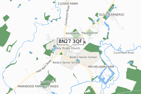 BN27 3QF map - small scale - OS Open Zoomstack (Ordnance Survey)