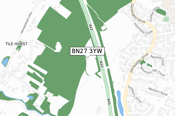 BN27 3YW map - large scale - OS Open Zoomstack (Ordnance Survey)