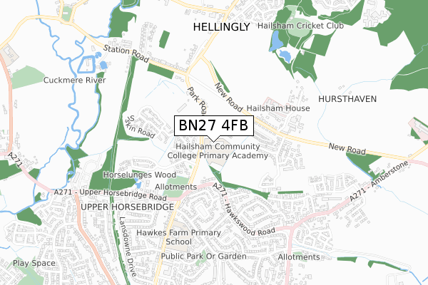 BN27 4FB map - small scale - OS Open Zoomstack (Ordnance Survey)