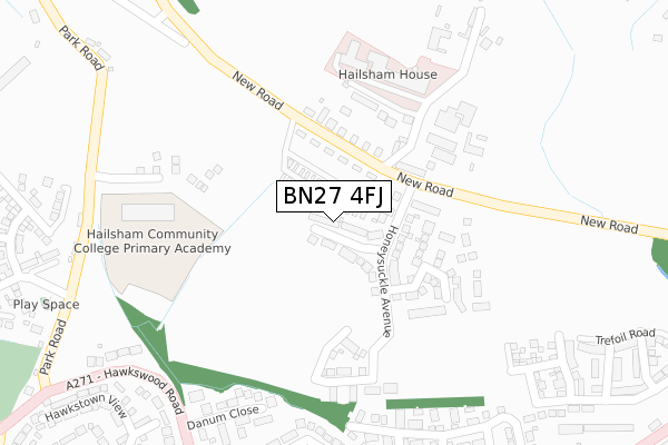 BN27 4FJ map - large scale - OS Open Zoomstack (Ordnance Survey)