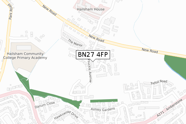 BN27 4FP map - large scale - OS Open Zoomstack (Ordnance Survey)
