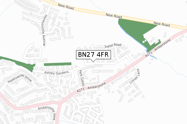 BN27 4FR map - large scale - OS Open Zoomstack (Ordnance Survey)