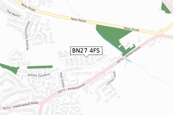 BN27 4FS map - large scale - OS Open Zoomstack (Ordnance Survey)