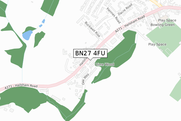 BN27 4FU map - large scale - OS Open Zoomstack (Ordnance Survey)