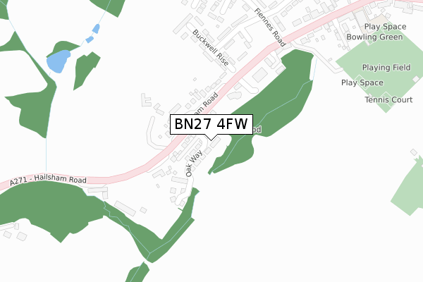 BN27 4FW map - large scale - OS Open Zoomstack (Ordnance Survey)