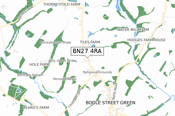 BN27 4RA map - small scale - OS Open Zoomstack (Ordnance Survey)