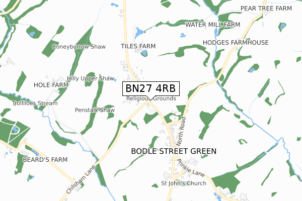 BN27 4RB map - small scale - OS Open Zoomstack (Ordnance Survey)