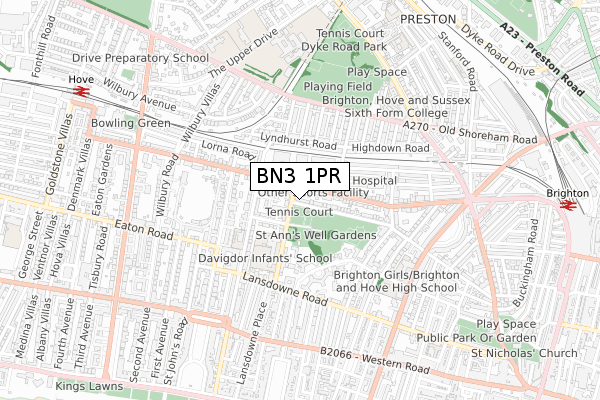 BN3 1PR map - small scale - OS Open Zoomstack (Ordnance Survey)