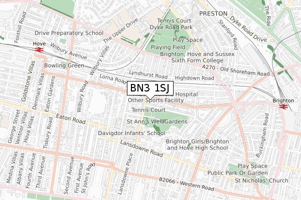 BN3 1SJ map - small scale - OS Open Zoomstack (Ordnance Survey) BN3 1SJ map - small scale - OS Open Zoomstack (Ordnance Survey)