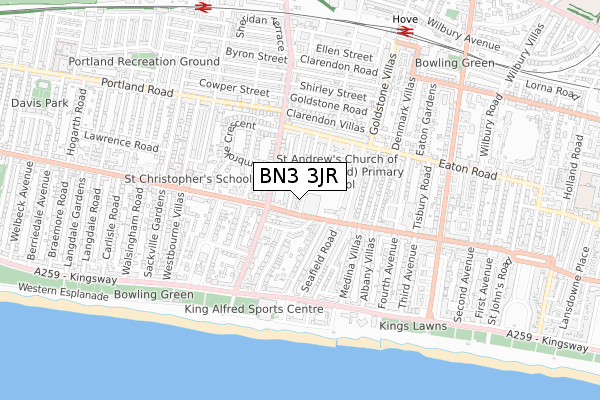 BN3 3JR map - small scale - OS Open Zoomstack (Ordnance Survey) BN3 3JR map - small scale - OS Open Zoomstack (Ordnance Survey)