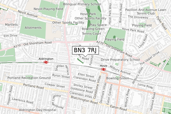 BN3 7RJ map - small scale - OS Open Zoomstack (Ordnance Survey) BN3 7RJ map - small scale - OS Open Zoomstack (Ordnance Survey)