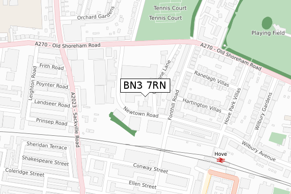 BN3 7RN map - large scale - OS Open Zoomstack (Ordnance Survey)