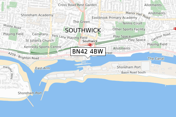 BN42 4BW map - small scale - OS Open Zoomstack (Ordnance Survey) BN42 4BW map - small scale - OS Open Zoomstack (Ordnance Survey)