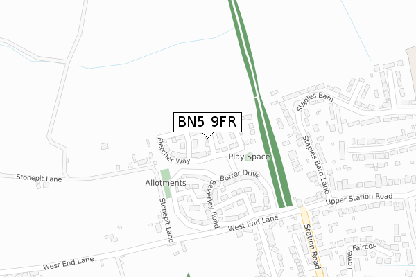 BN5 9FR map - large scale - OS Open Zoomstack (Ordnance Survey) BN5 9FR map - large scale - OS Open Zoomstack (Ordnance Survey)