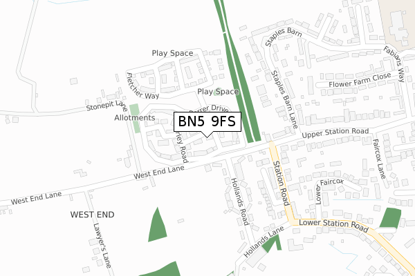 BN5 9FS map - large scale - OS Open Zoomstack (Ordnance Survey)