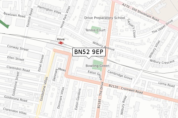 BN52 9EP map - large scale - OS Open Zoomstack (Ordnance Survey)