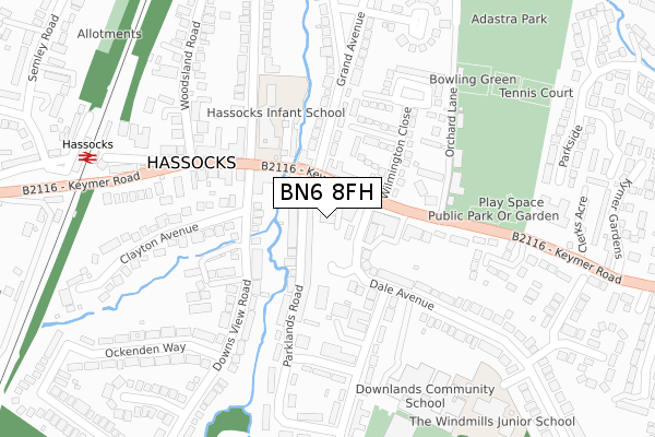 BN6 8FH map - large scale - OS Open Zoomstack (Ordnance Survey)